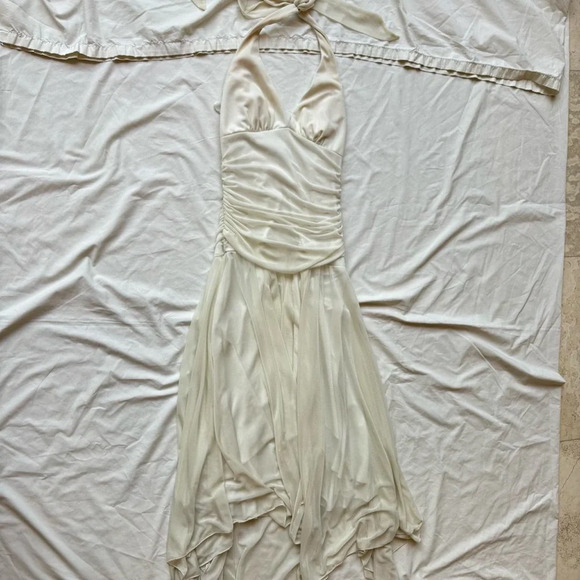 XOXO vintage white glitter beaded sequin asymetrical fairy dress - Picture 3 of 4